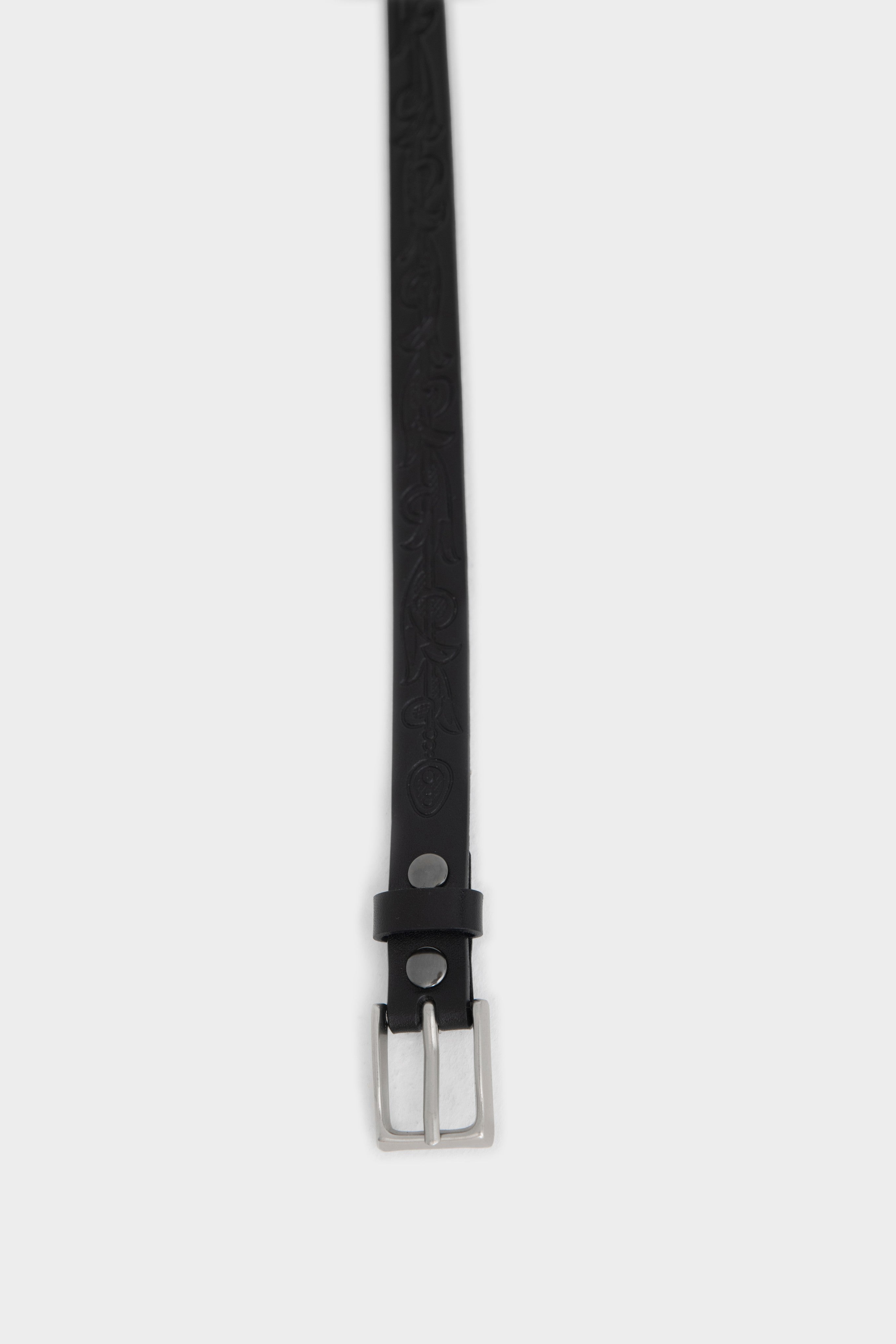 Floral Leather Belt in Black