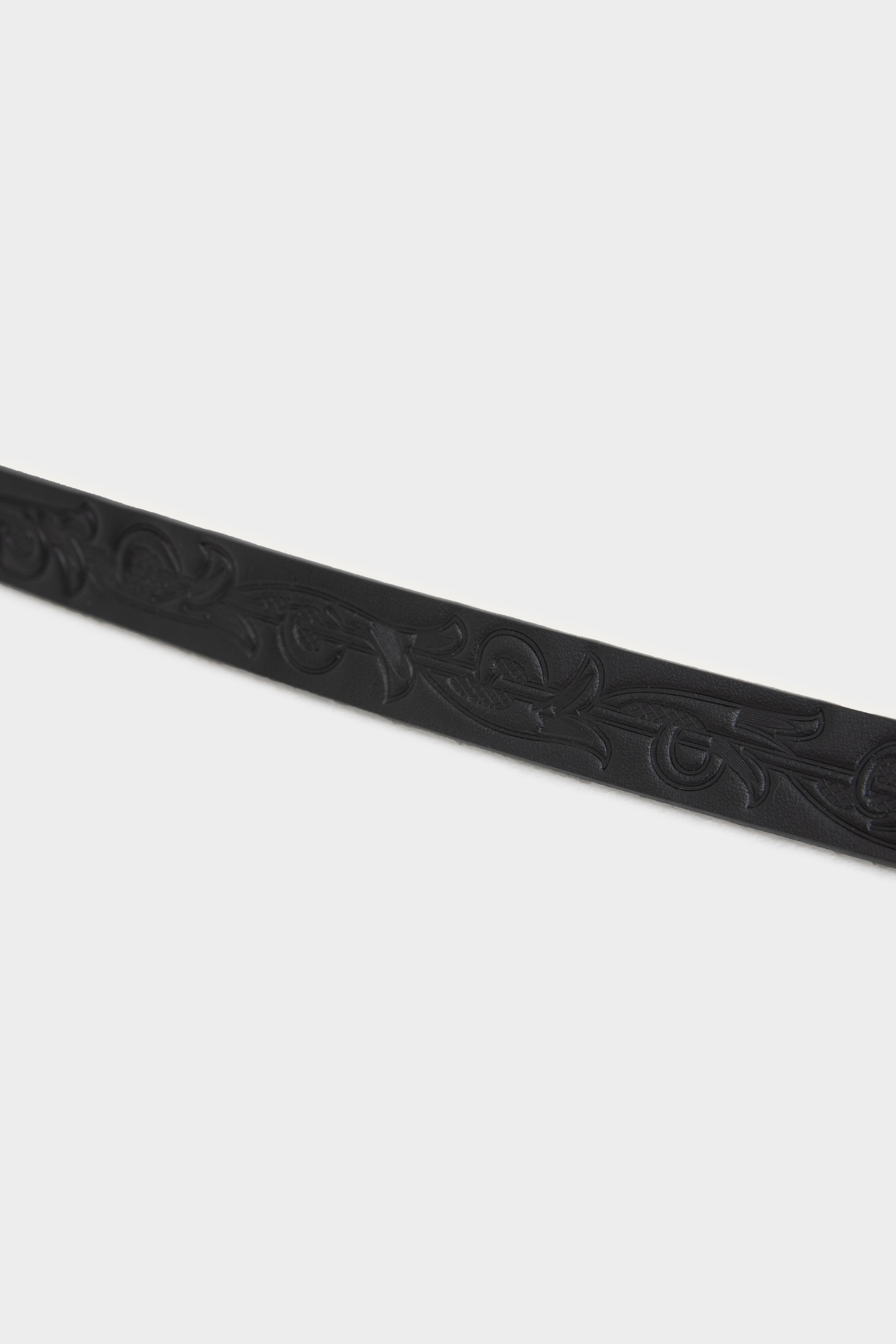 Floral Leather Belt in Black