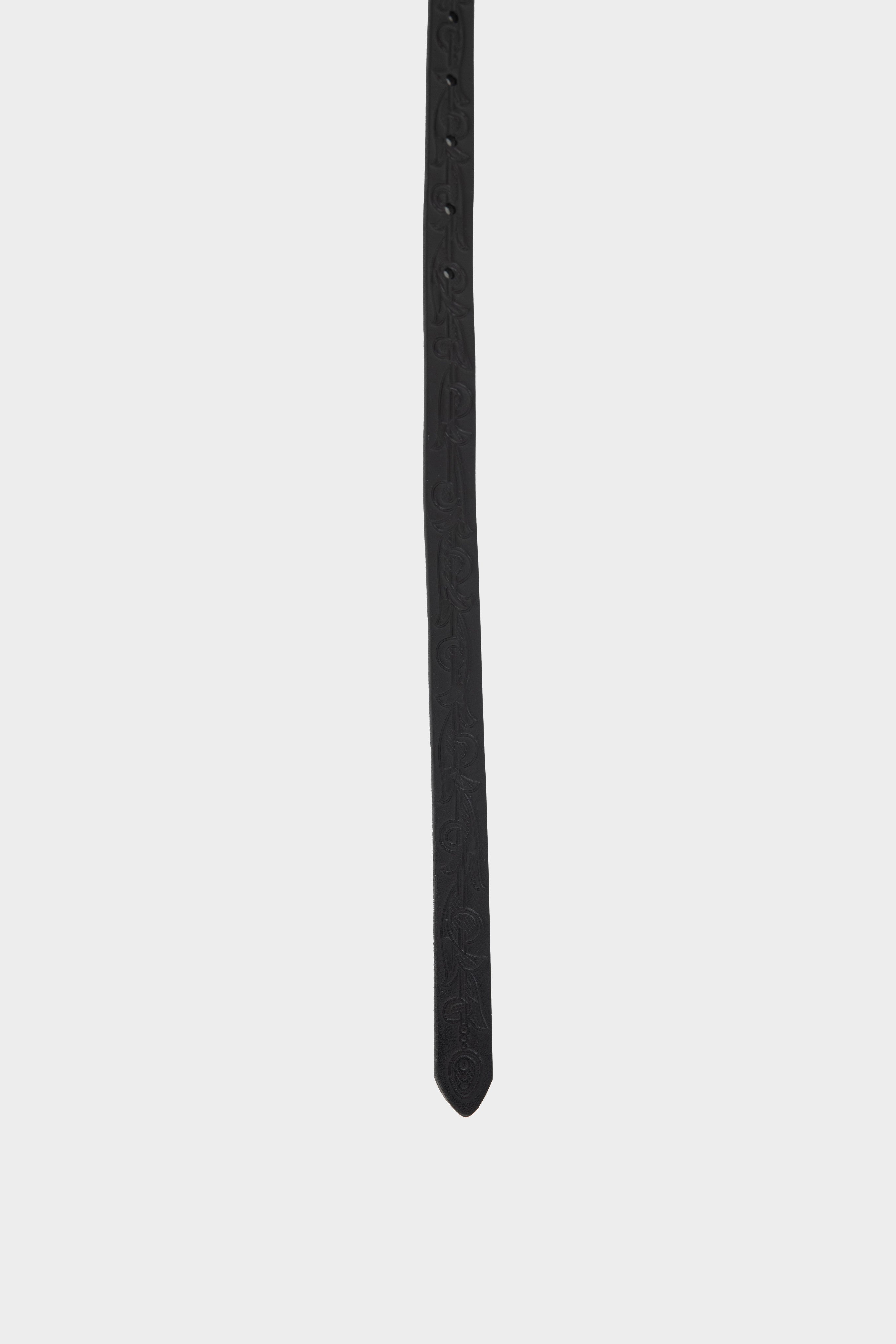 Floral Leather Belt in Black