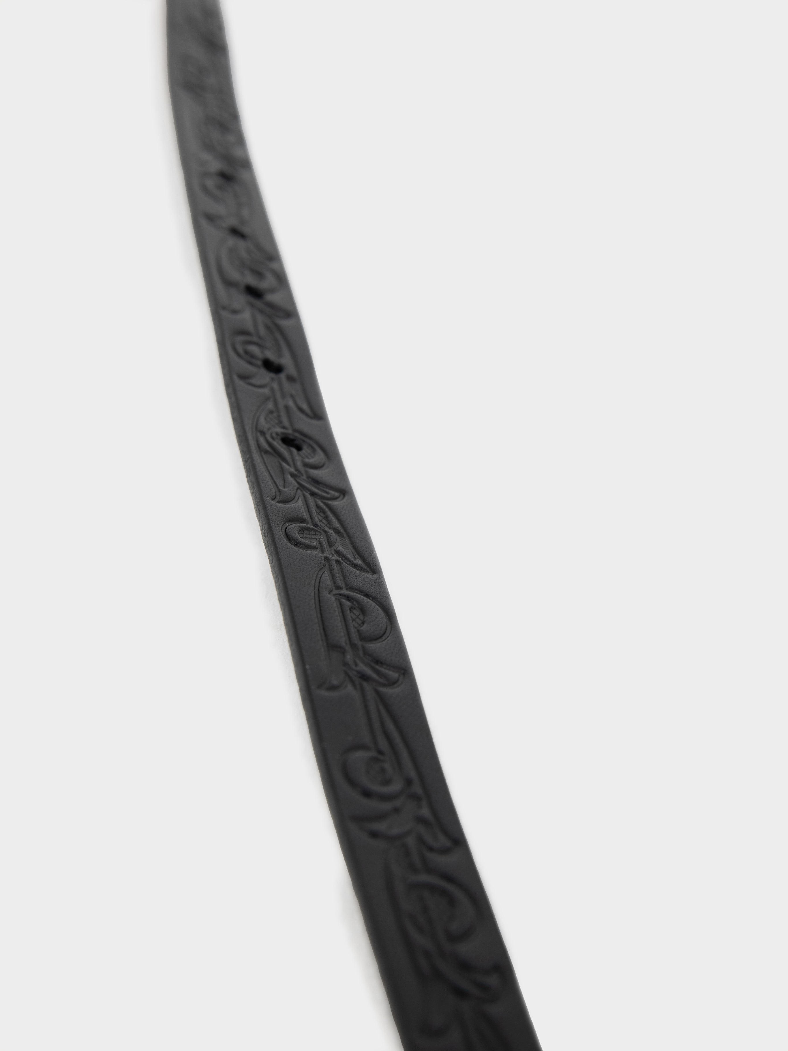 Floral Leather Belt in Black