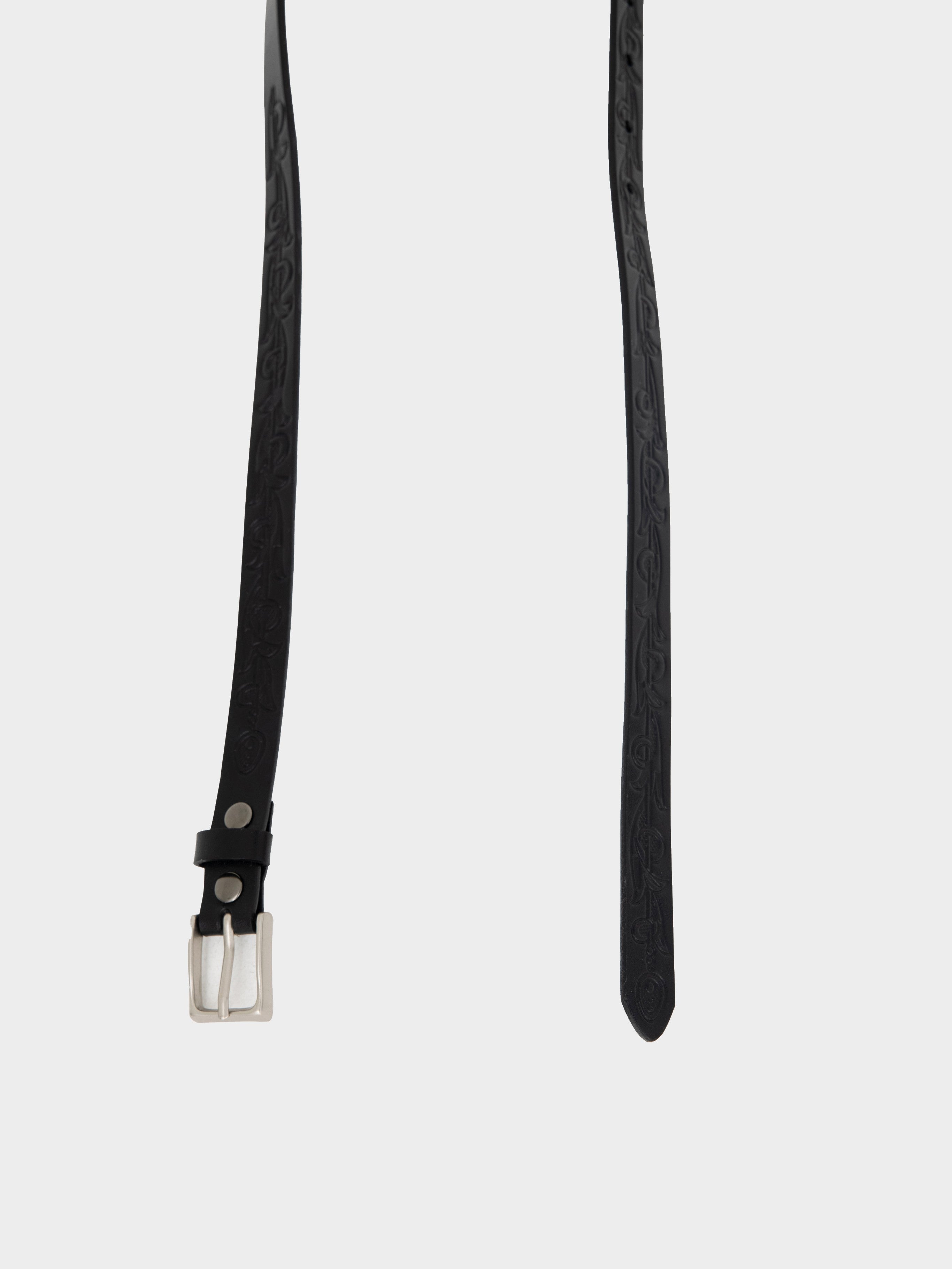 Floral Leather Belt in Black