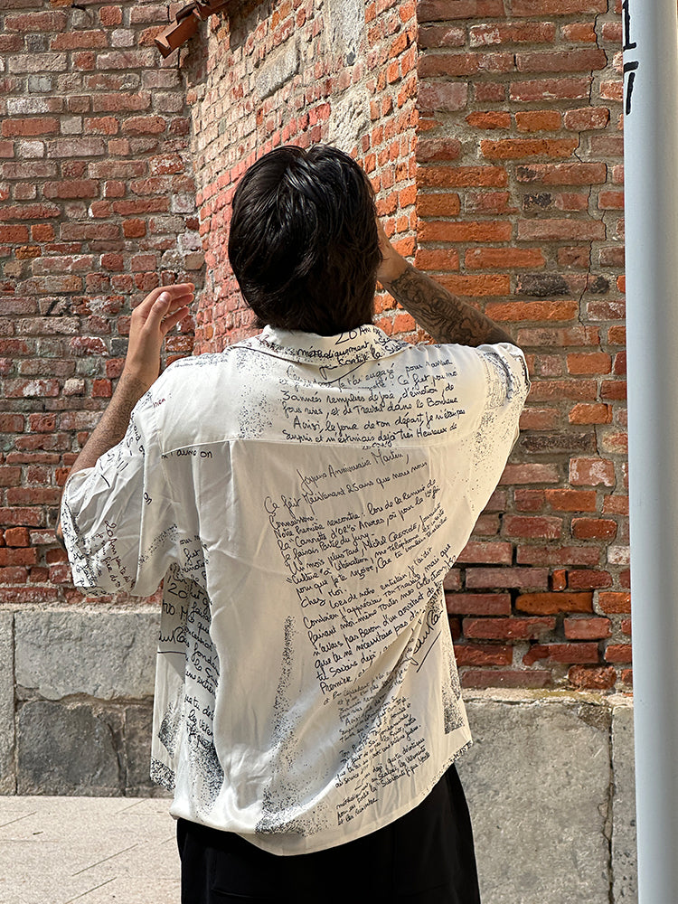 Letter-Print Silk Shirt
