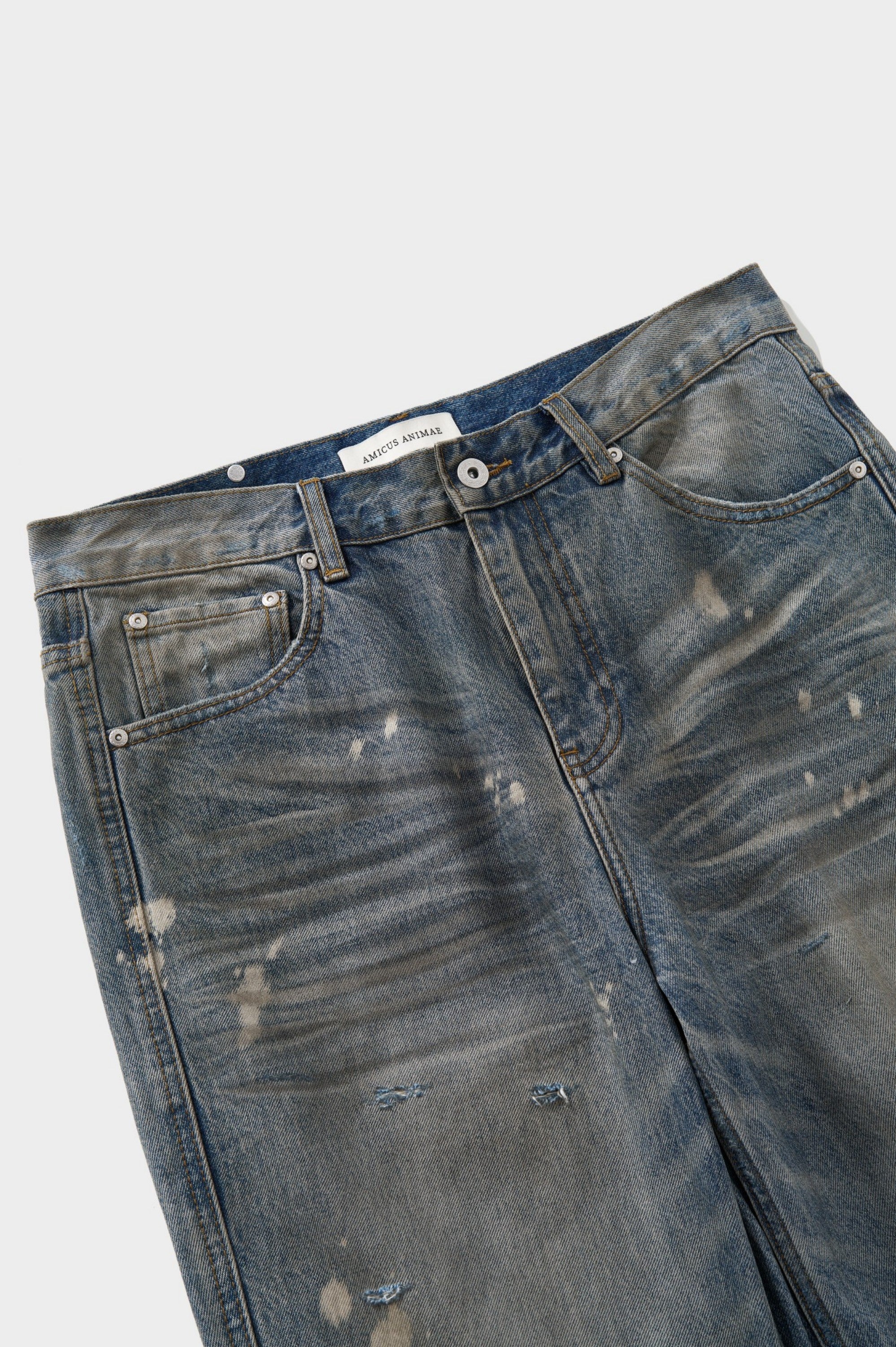 Mud-Dye Distressed Flared Jeans