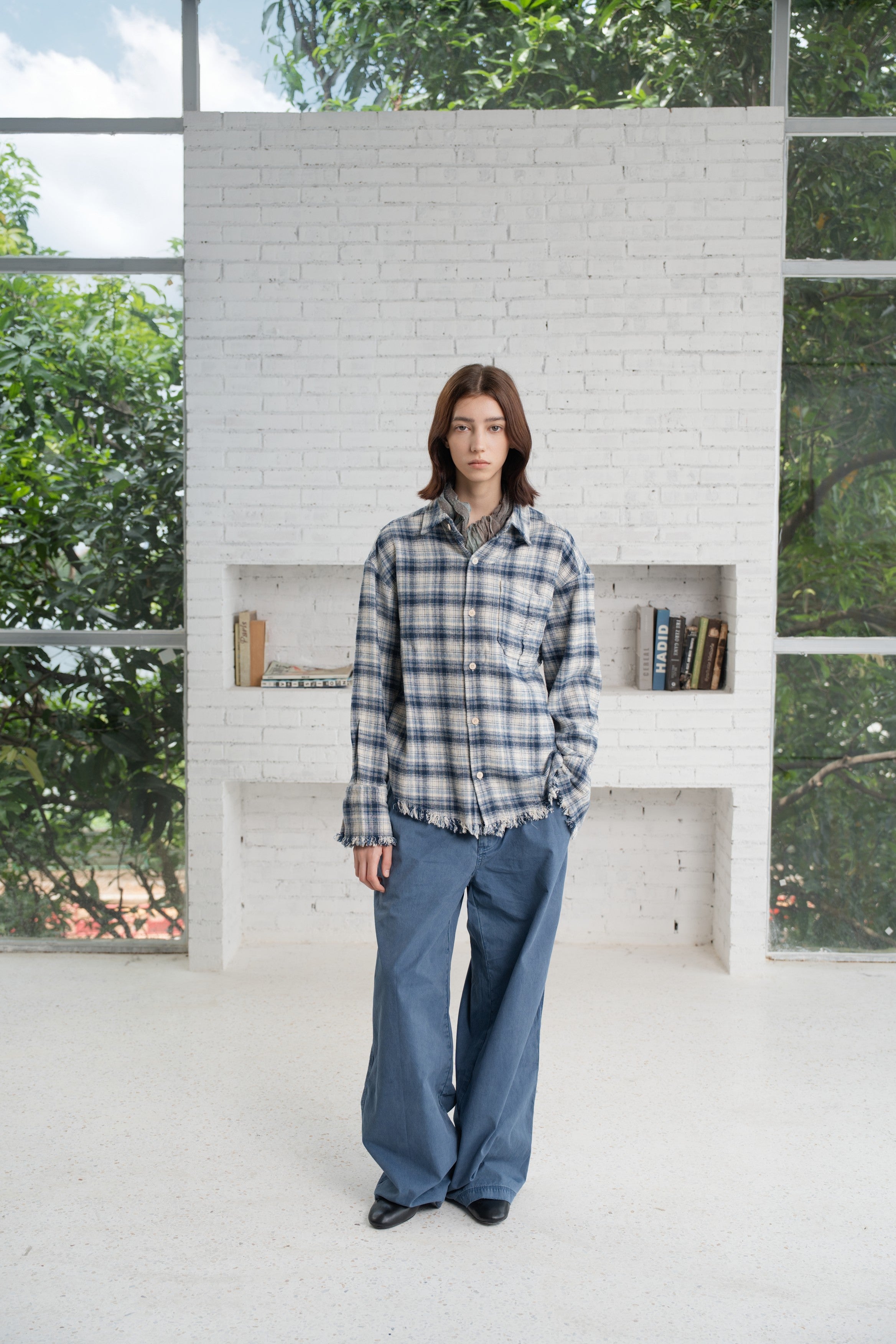 Distressed Flannel Plaid Shirt