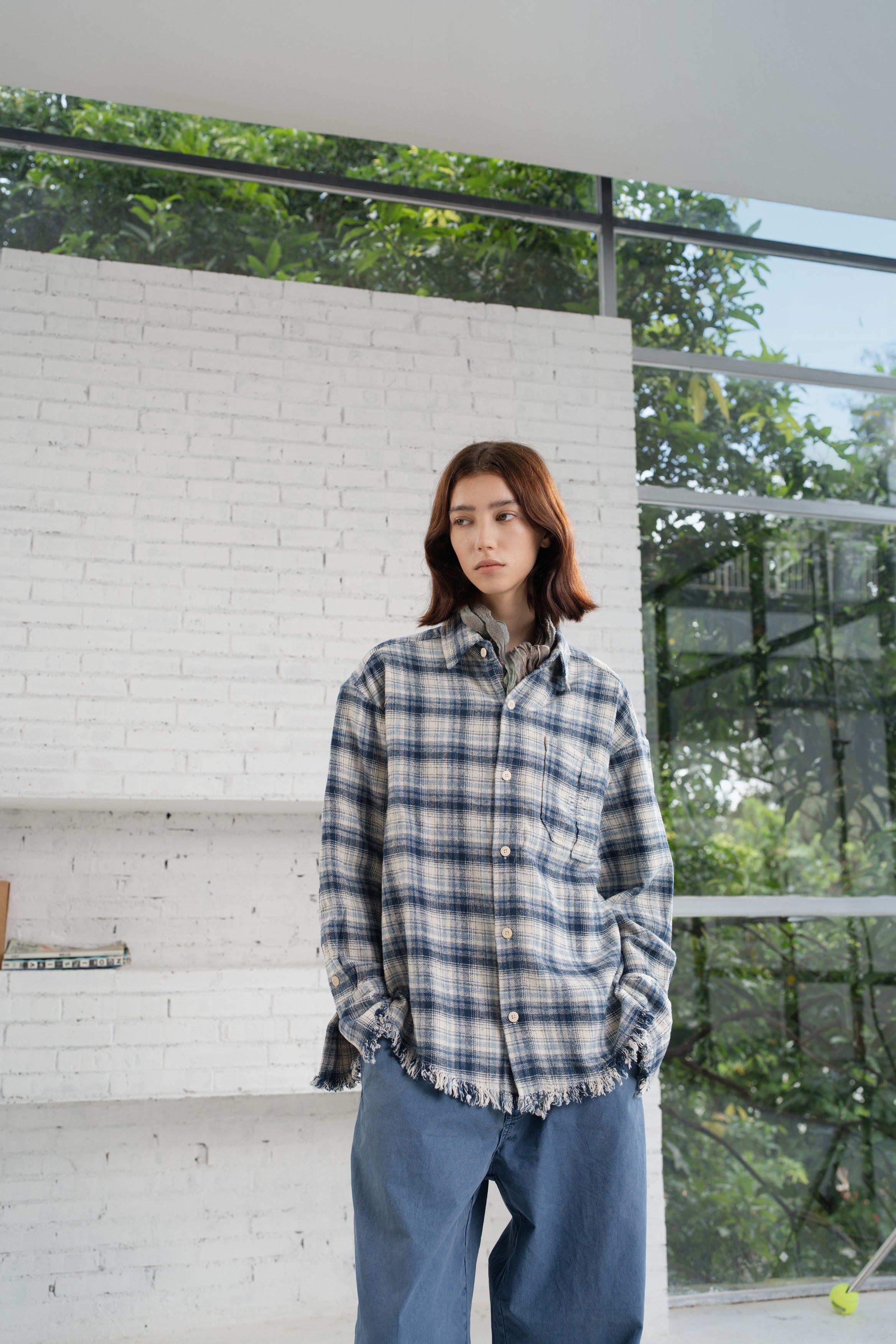 Distressed Flannel Plaid Shirt