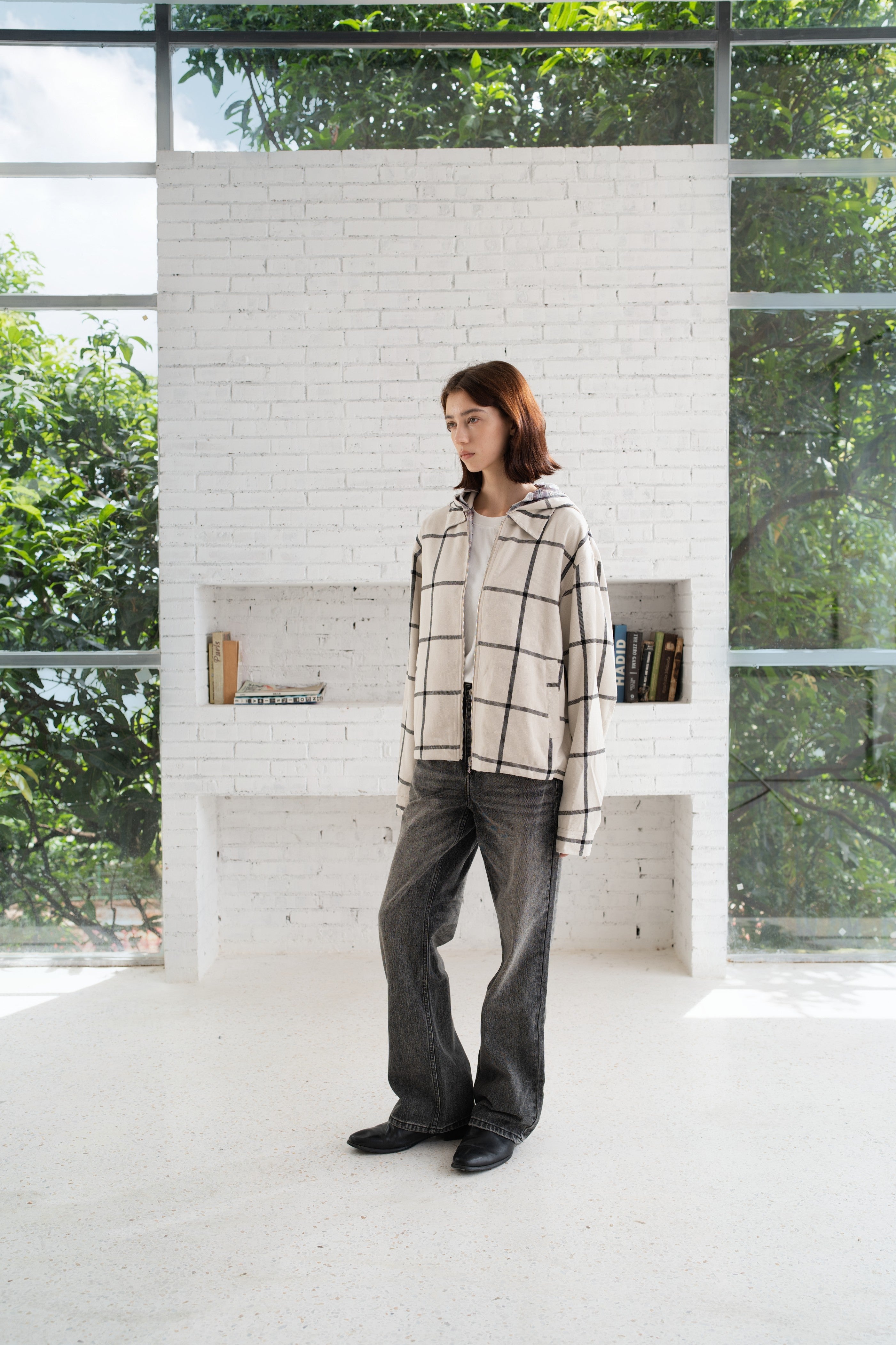 Reversible Plaid Jacket With Removable Hat
