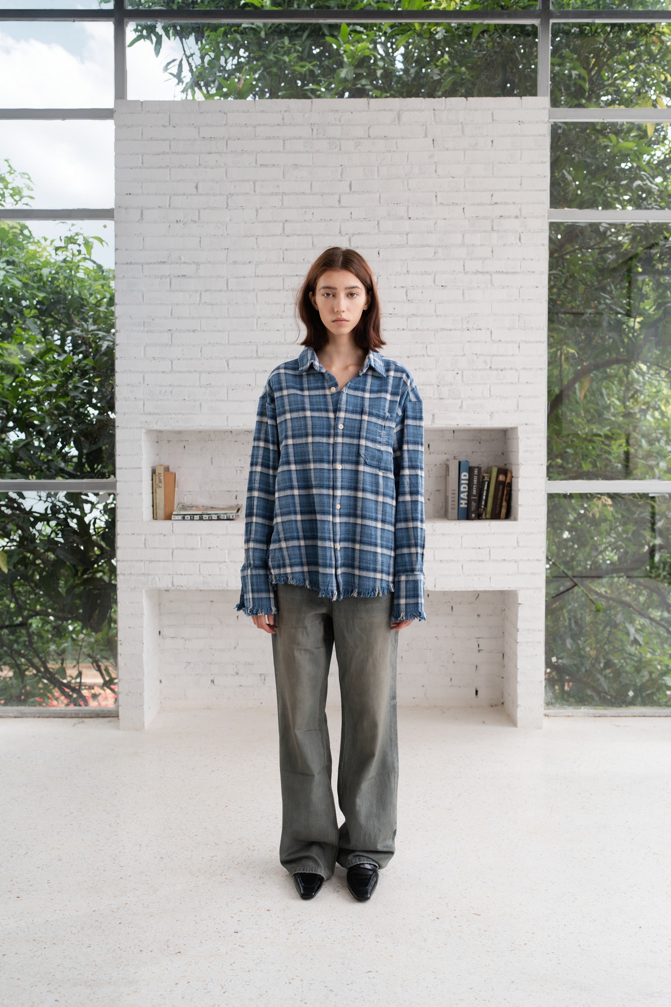 Distressed Flannel Plaid Shirt