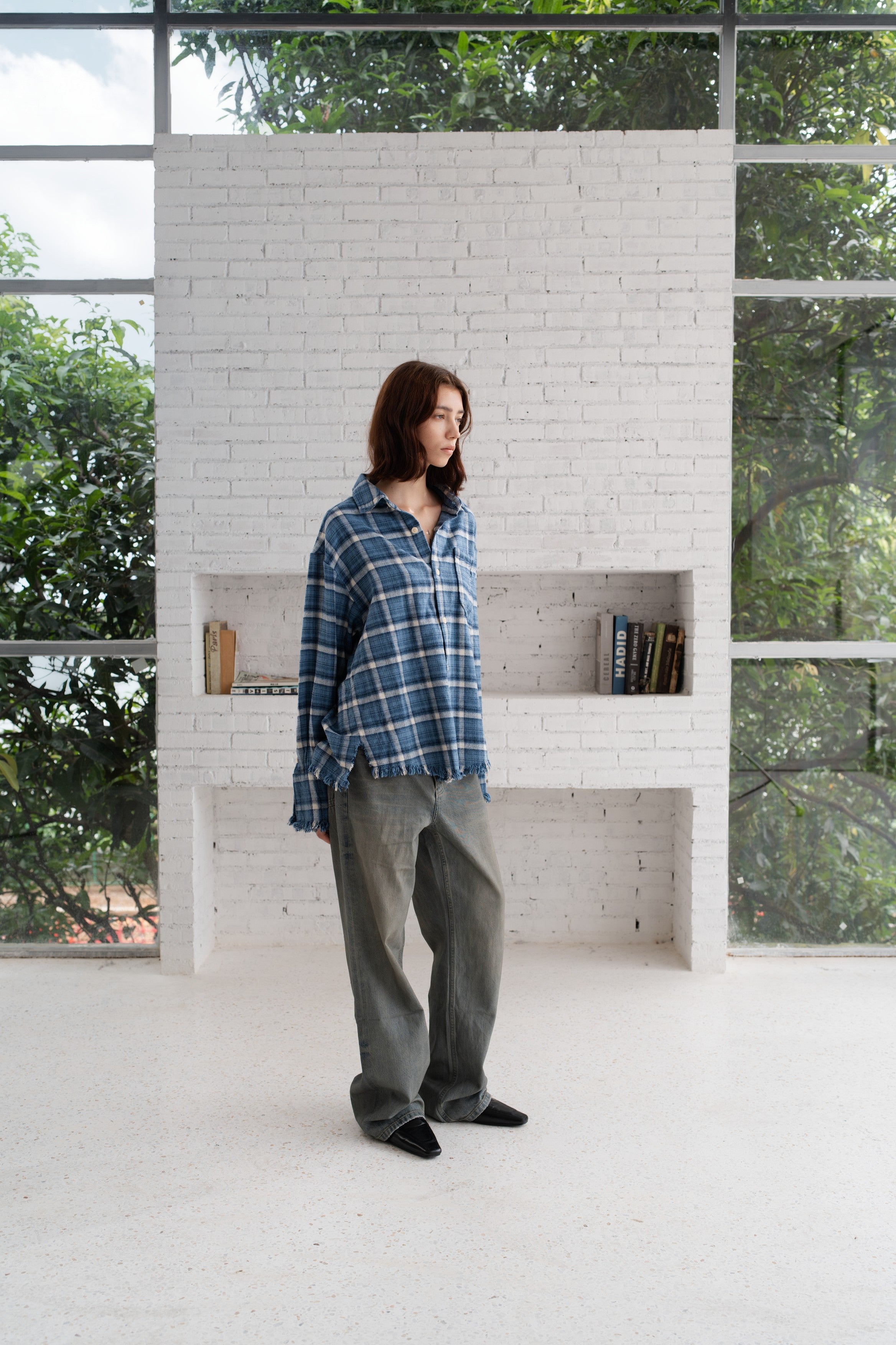 Distressed Flannel Plaid Shirt