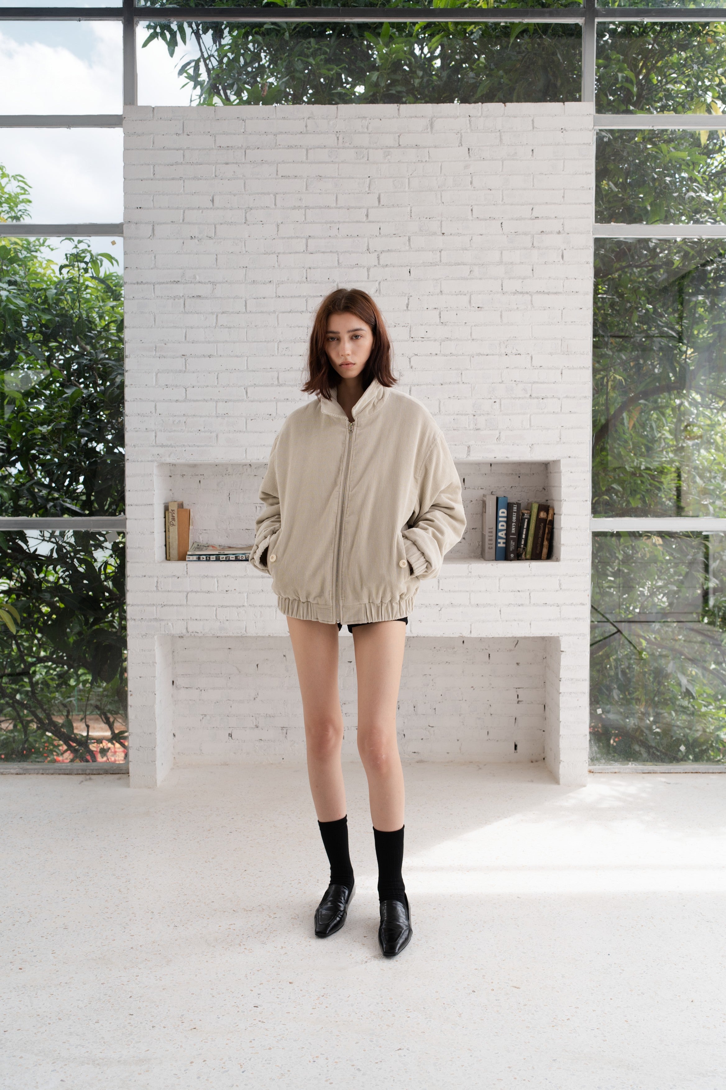 Cat Embroidered Corduroy Jacket