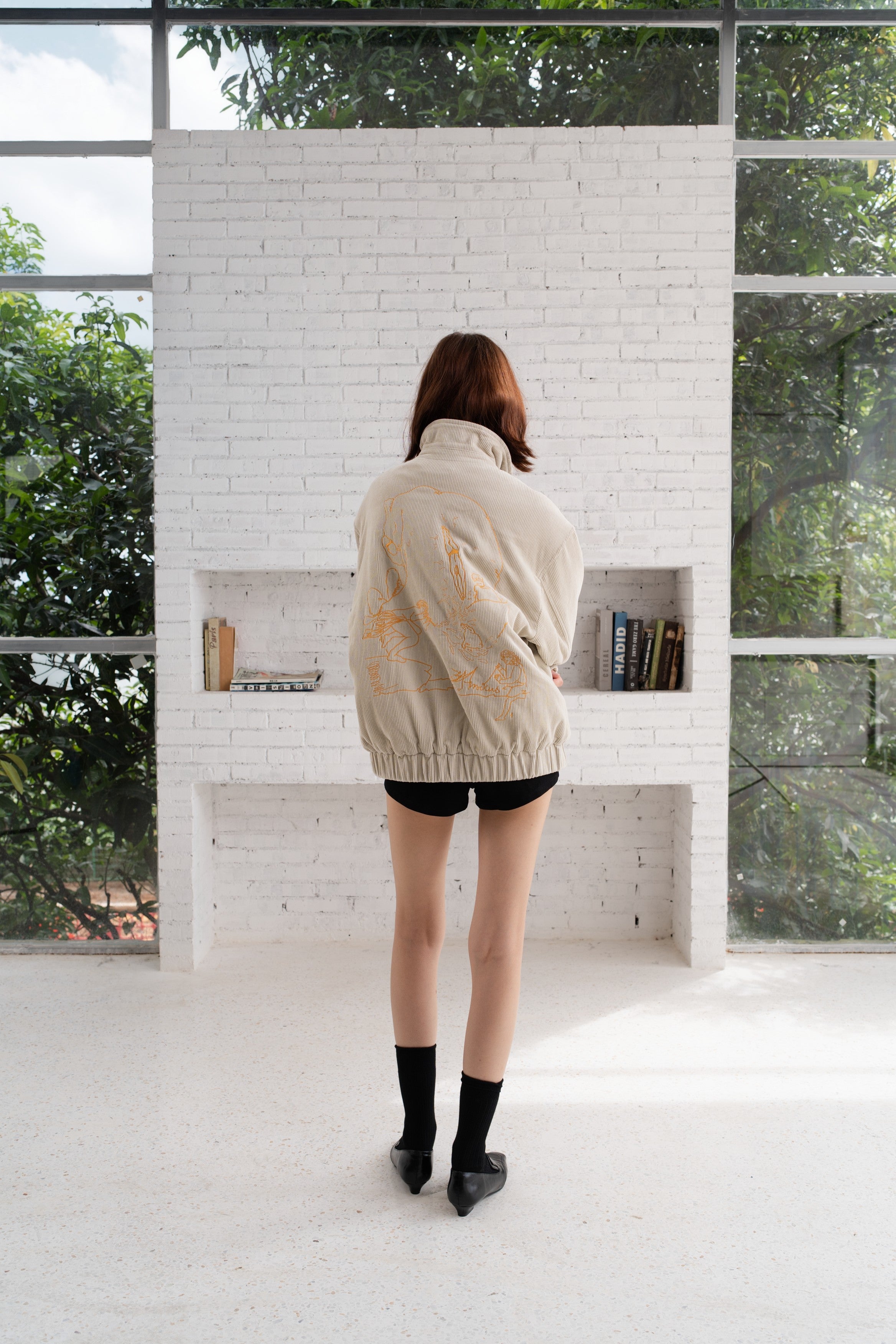 Cat Embroidered Corduroy Jacket
