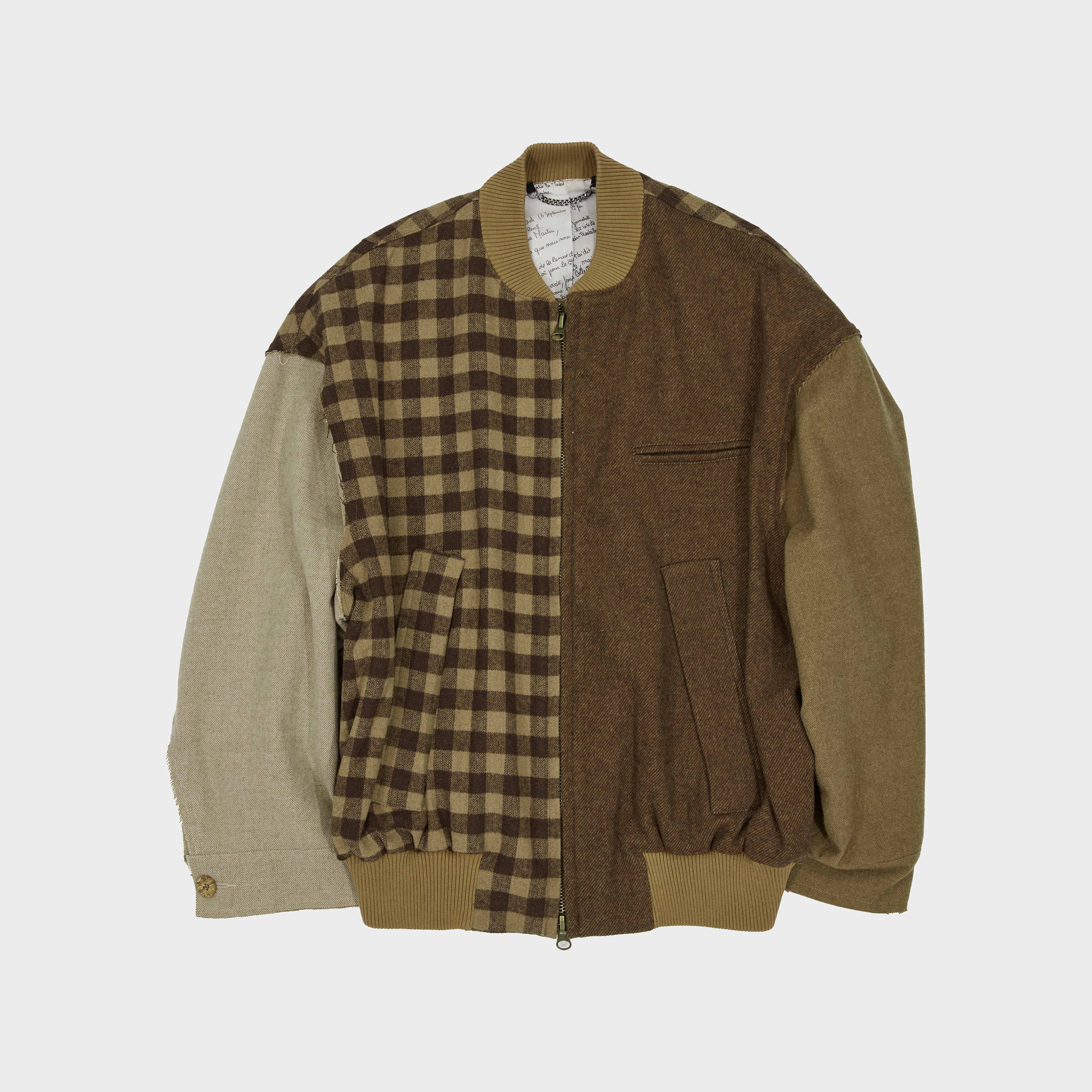 Color-Block Bomber Jacket in Brown Colorway