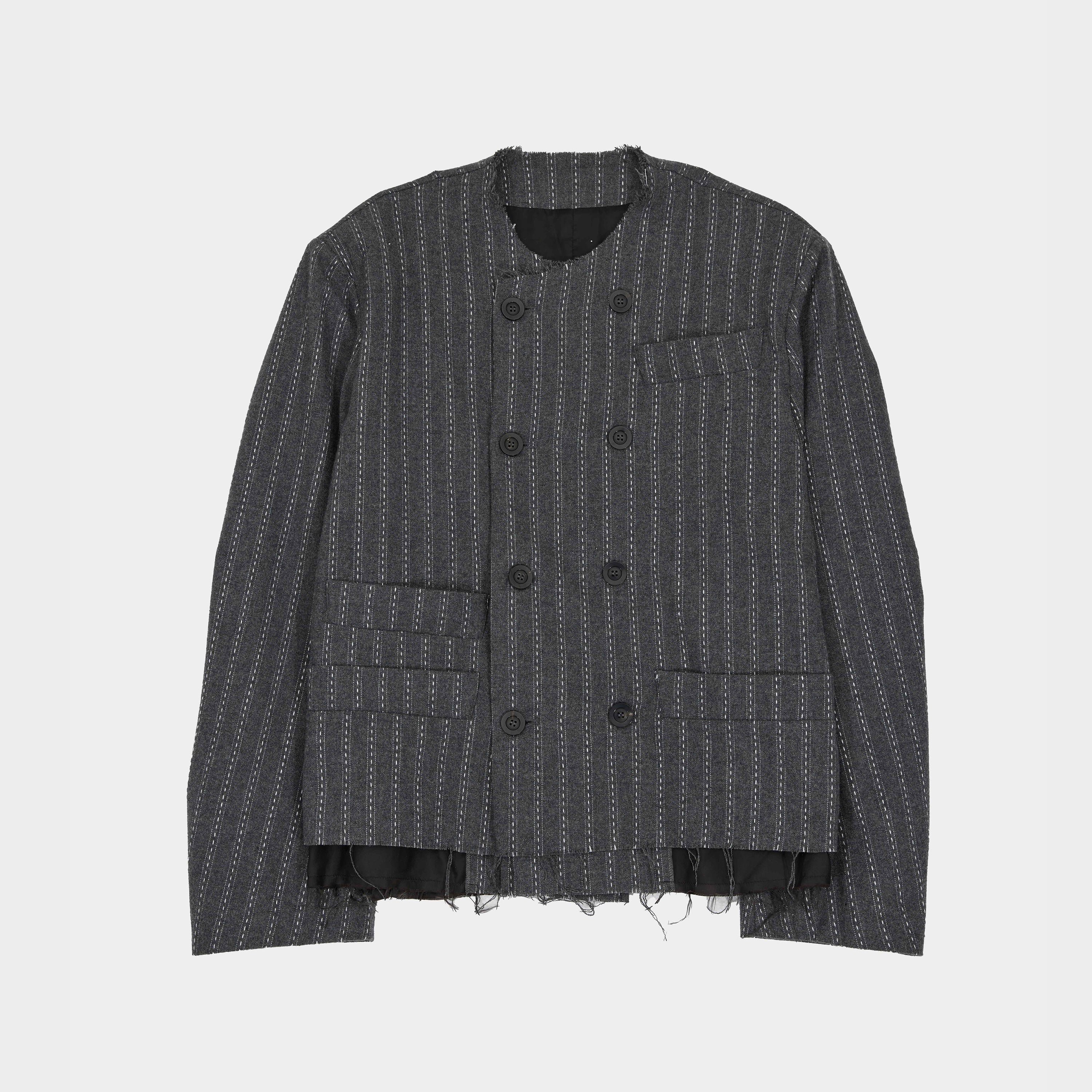 Raw-Cut Double Breast Blazer