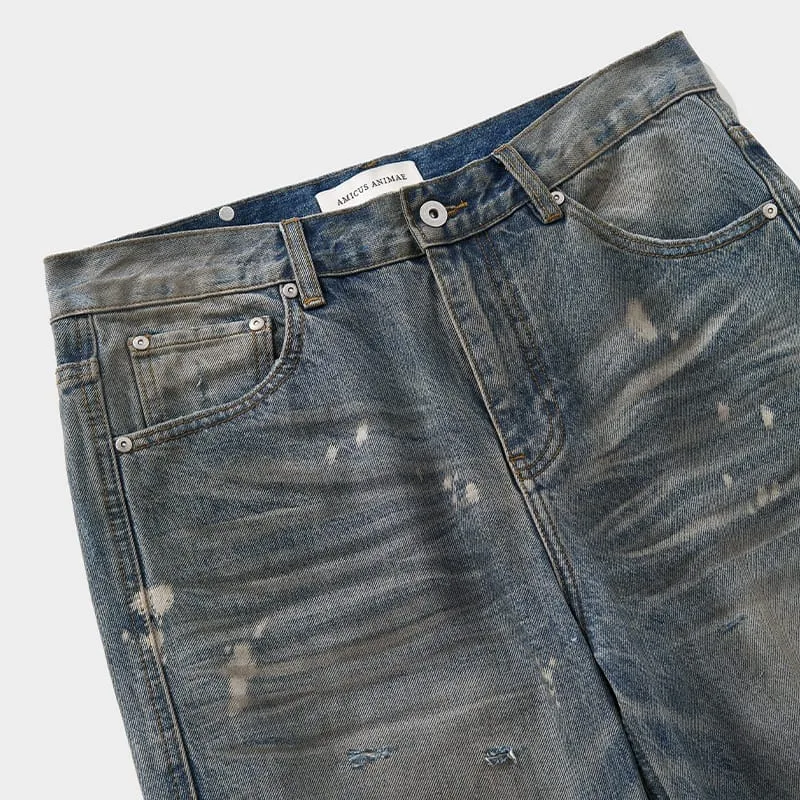 Mud-Dye Distressed Flared Jeans