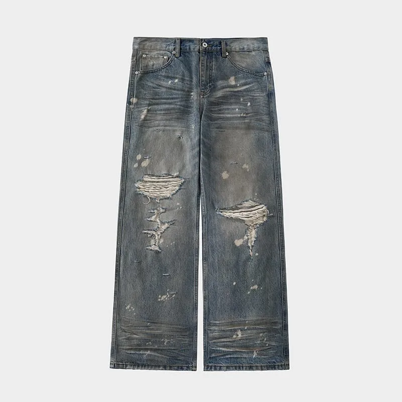 Mud-Dye Distressed Flared Jeans
