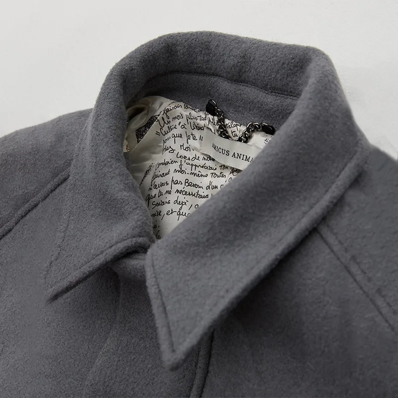 Covering Stitch Wool-Blend Jacket in Haze Blue
