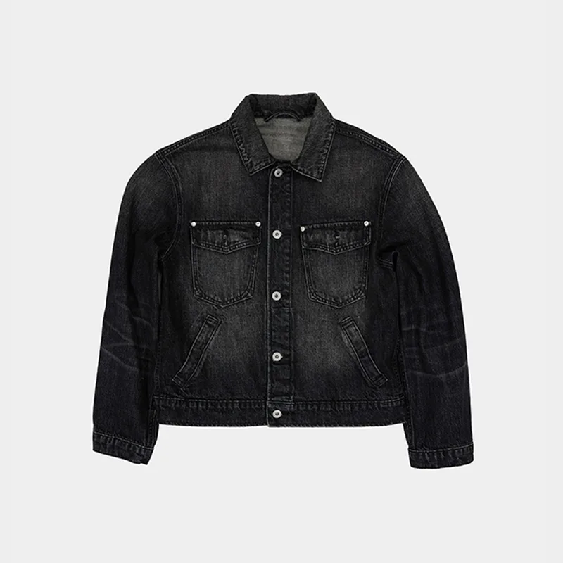 Cropped Denim Jacket in Vintage Black