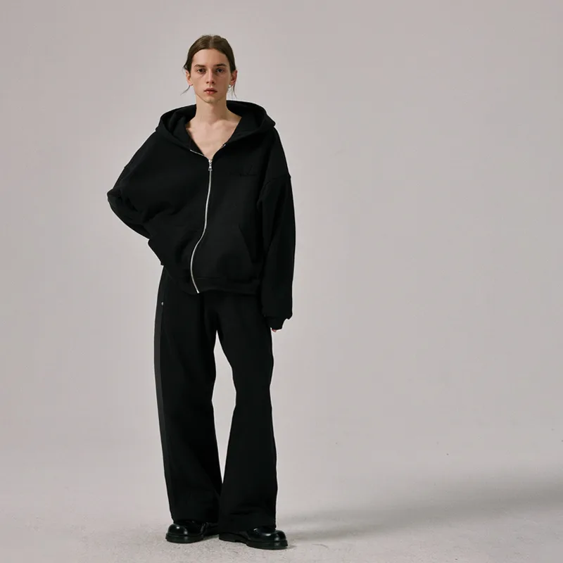 Basic Zip-Up Hoodie Type1 in Black