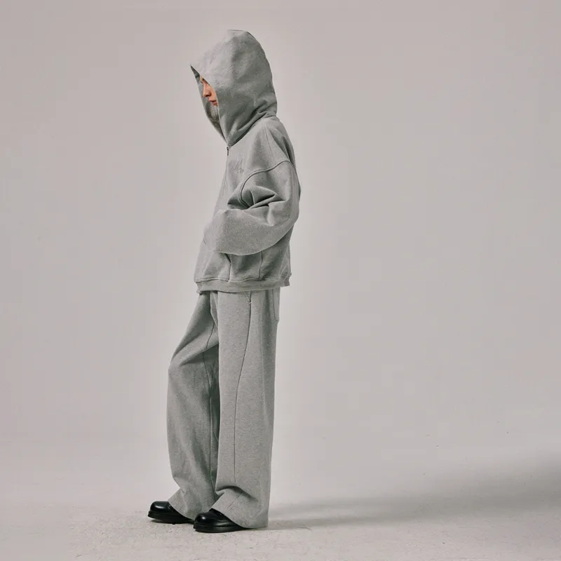 Basic Zip-Up Hoodie Type1 in Grey