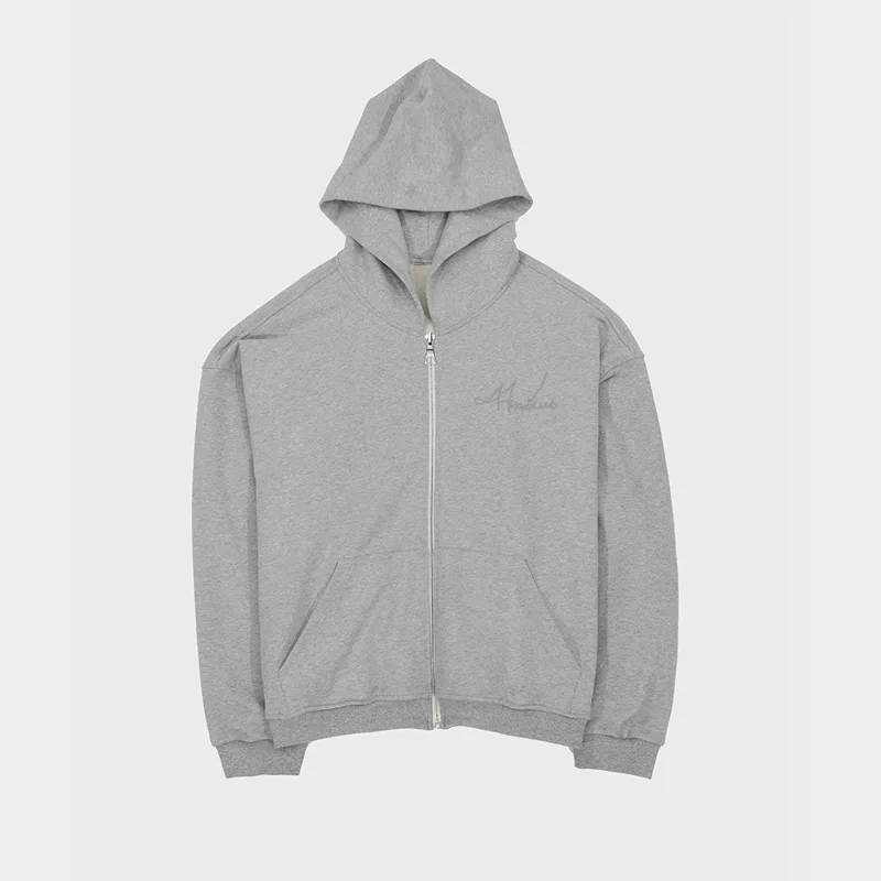 Basic Zip-Up Hoodie Type1 in Grey
