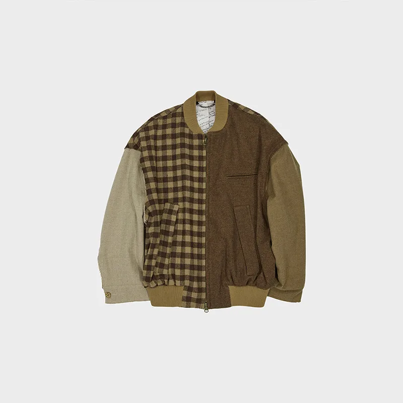 Color-Block Bomber Jacket in Brown Colorway