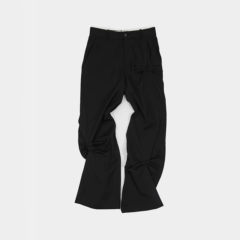 Crinkle-Effect Straight Leg Trousers