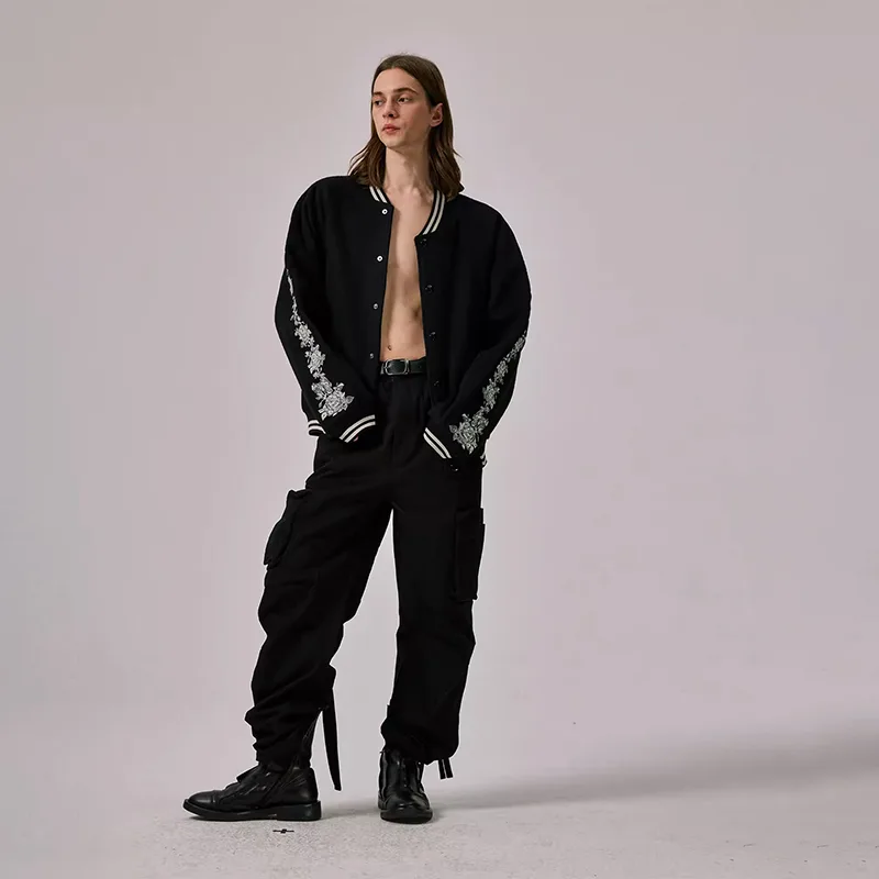 Floral-Embroidered Wool and Silk Blend Varsity Jacket