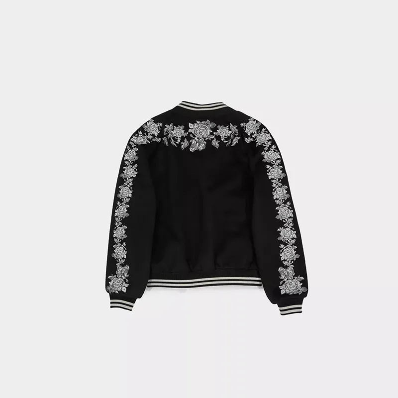 Floral-Embroidered Wool and Silk Blend Varsity Jacket
