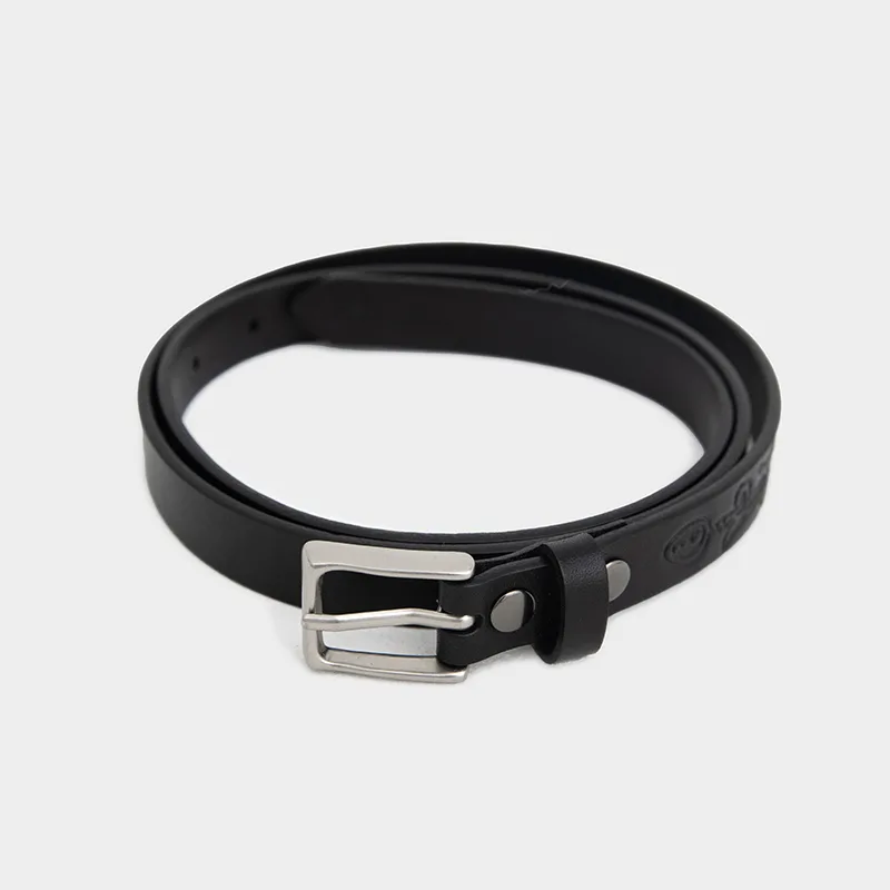 Floral Leather Belt in Black