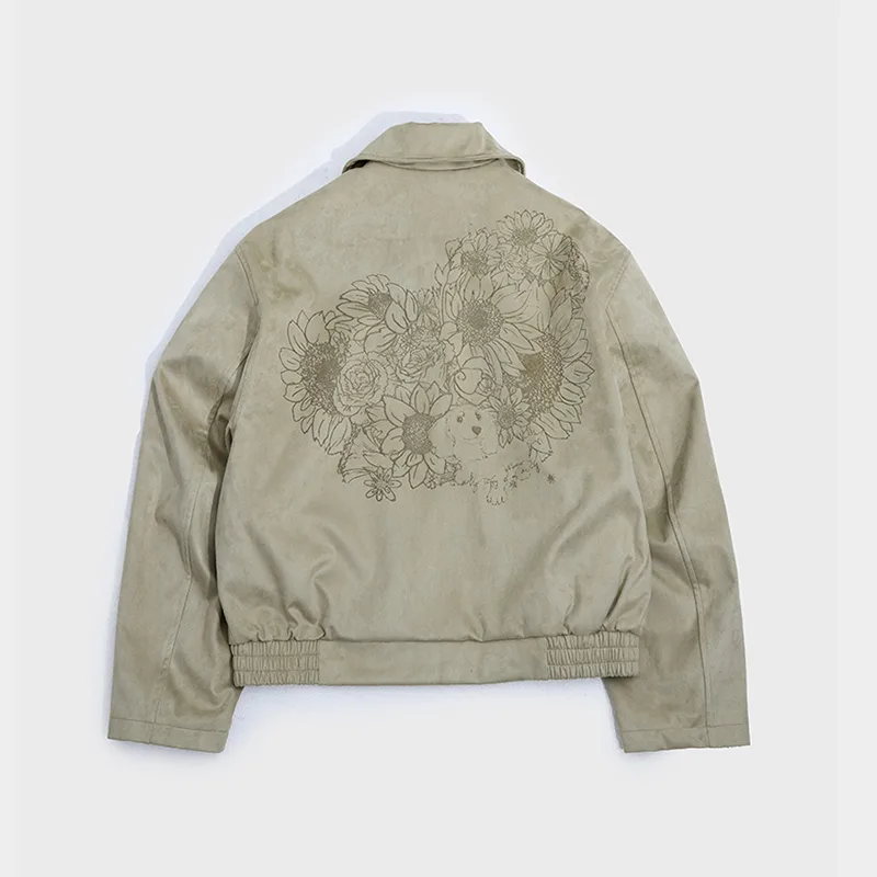 Laser Engraving Suede Jacket in Light Green