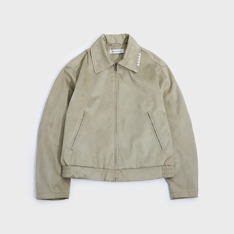 Laser Engraving Suede Jacket in Light Green