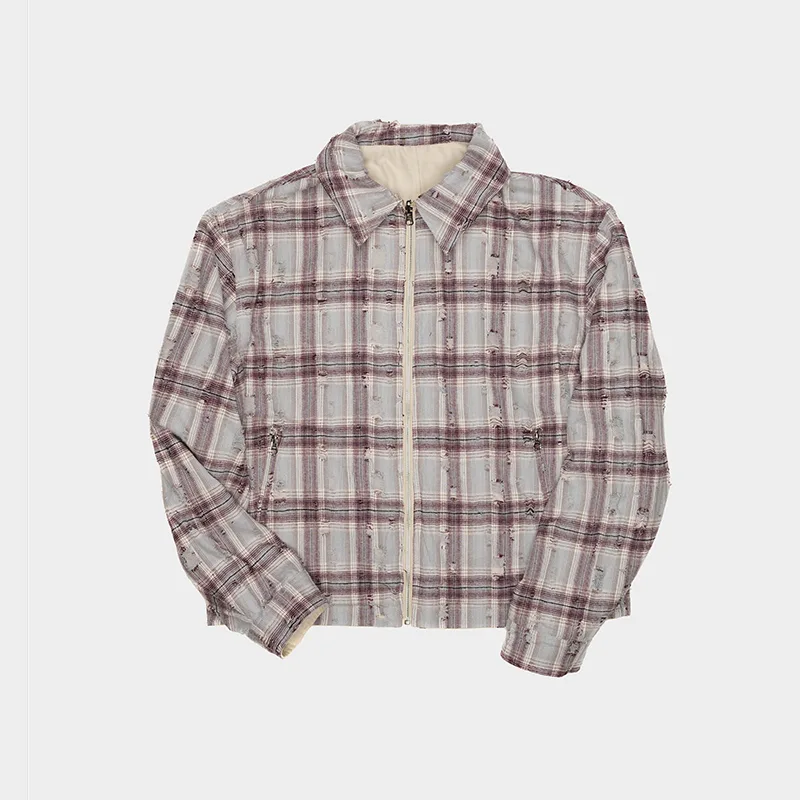 Reversible Plaid Jacket With Removable Hat