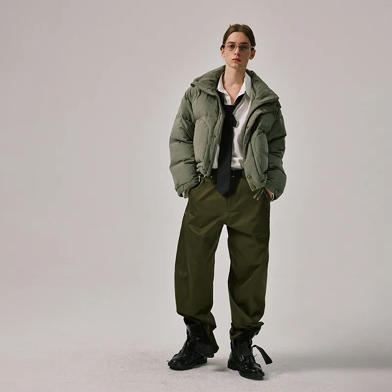 Studded Twisted Pants in Military Green