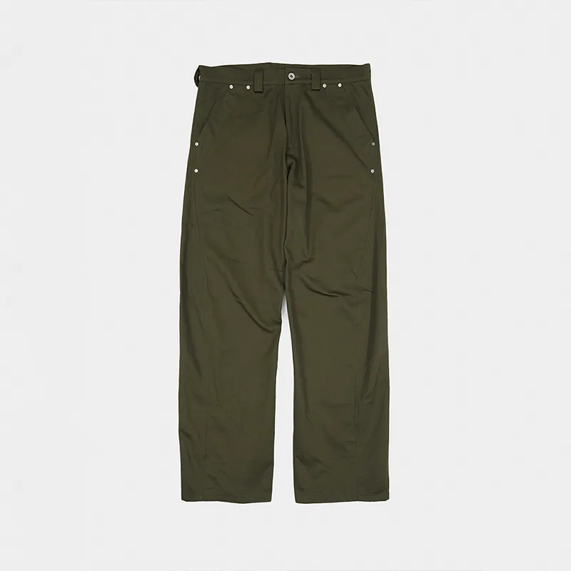 Studded Twisted Pants in Military Green
